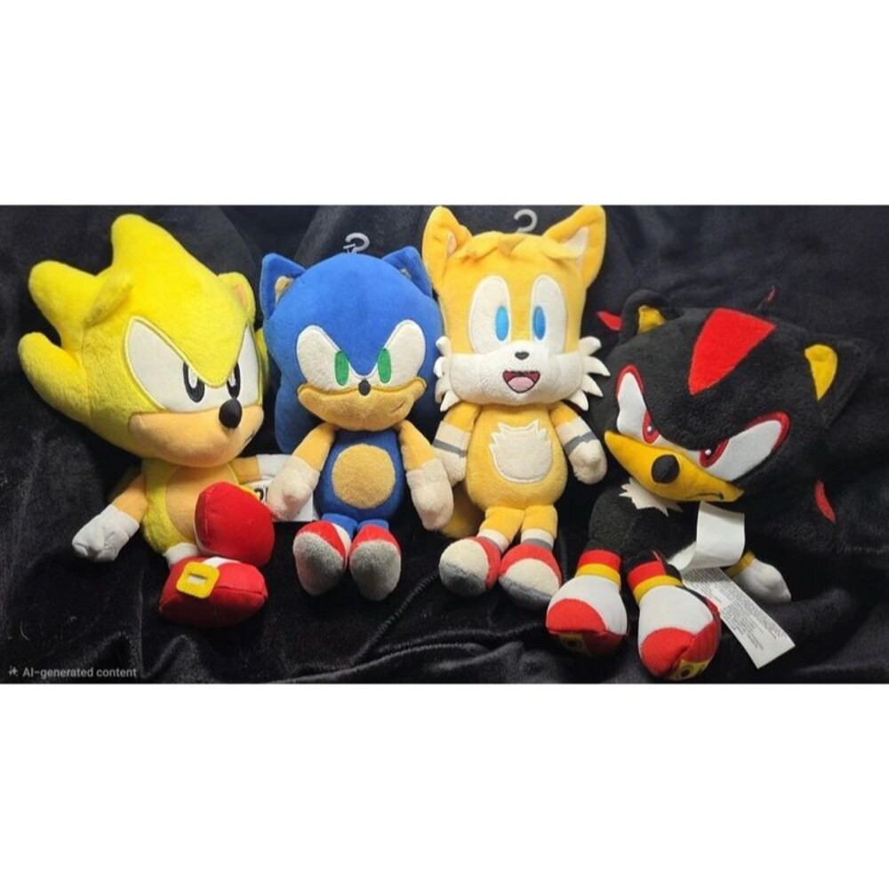Sega Sonic the Hedgehog Plush Lot of 4 - Jakks & Tomy/Toy Factory Mix 9"-10"